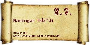 Maninger Hédi névjegykártya